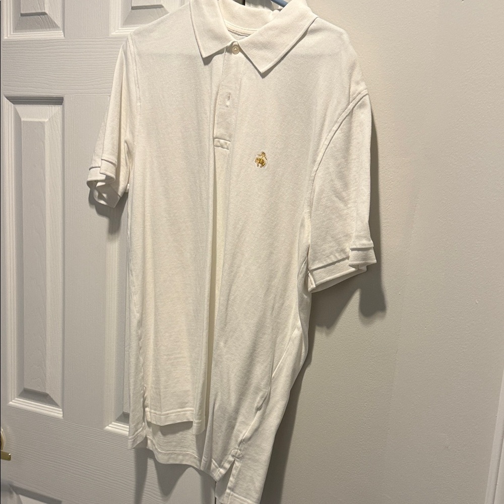 Brooks Brothers White Polo Shirt with Gold Logo